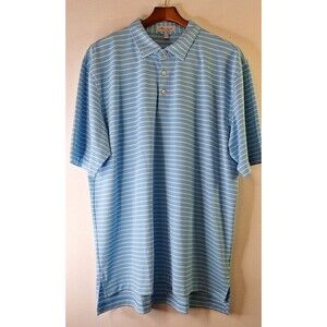Peter Millar Summer Comfort Polo Shirt Men's XL Blue Striped Stretch Golf Shirt